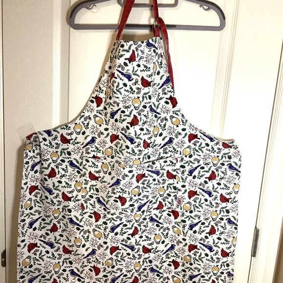 ELJ  Bird Print Apron With Bib One Size Cooking Baking Kitchen Linens - Picture 1 of 7